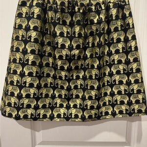 Crown & Ivy Black and Gold Elephant A-Line Skirt